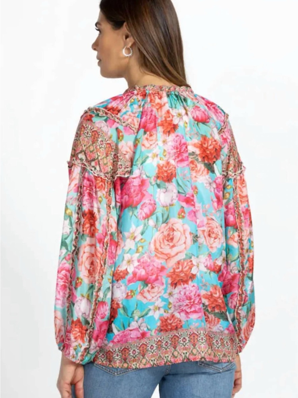 Johnny Was - 100% silk Rose Narcisa Blouse - Picture 3 of 14